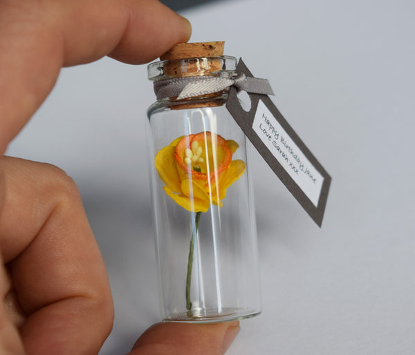 Personalised Mother's Day Gift - Personalised Tiny Paper Daffodil In A Bottle - Made In Words