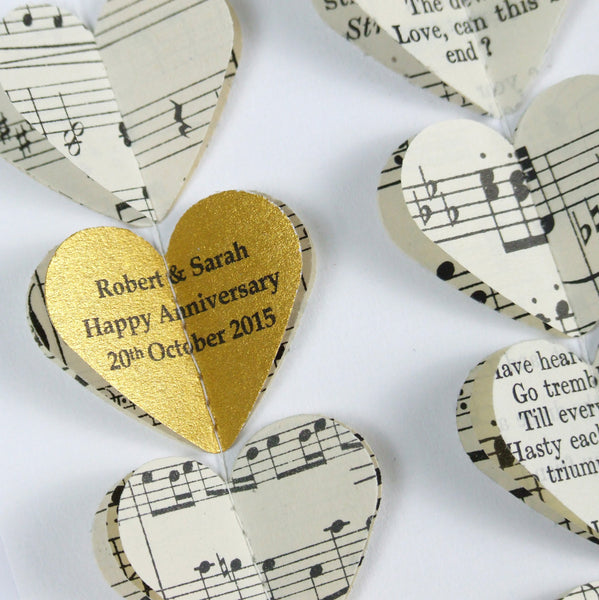Golden Wedding Anniversary Gifts - Gold Heart Personalised Framed Picture - Made In Words