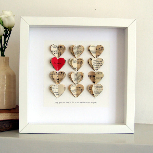 Paper Wedding Anniversary Gift - Love Heart Personalised Framed Picture - Made In Words