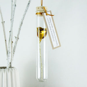 Golden Wedding Anniversary Gift - Gold Paper Rose In A Glass Vial - Made In Words