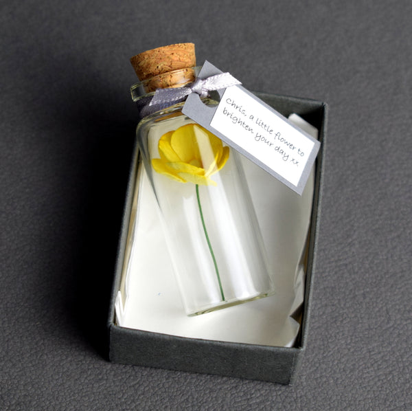 Tiny Buttercup In A Bottle Personalised Gift