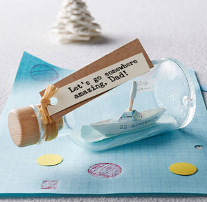 Personalised Father's Day Gift - Personalised Handmade Paper Ship In A Bottle - Made In Words