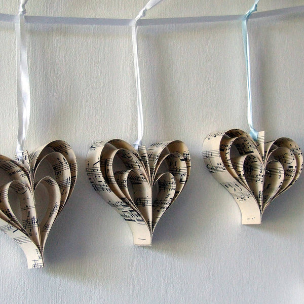 Paper Heart Wedding Decoration  - Handmade Sheet Music Heart Decorations - Made In Words