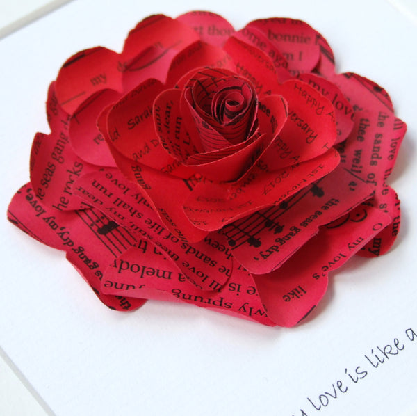 Personalised Red Paper Rose Framed Picture