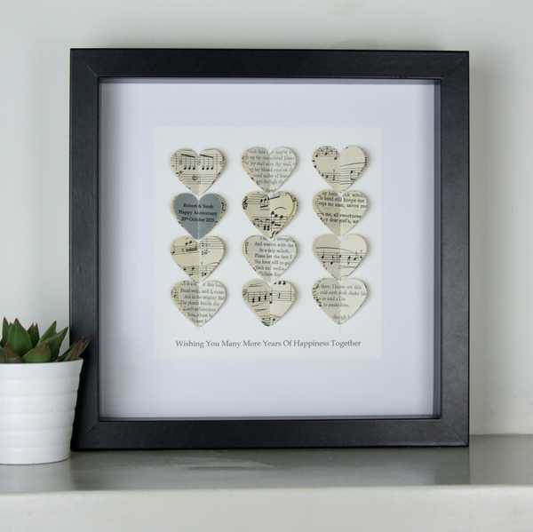 Silver Wedding Anniversary Gift - Personalised Silver Heart Framed Picture - Made In Words